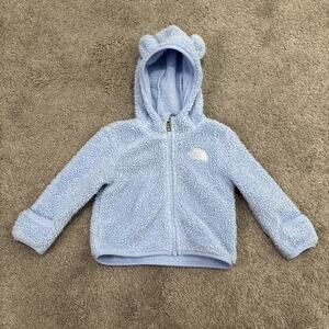 The North Face Jacket Baby 6-12M Blue Sherpa Fleece Bear Ears Hooded Coat